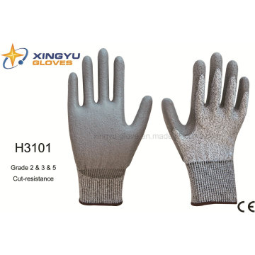 Hppe Shell PU Coated Cut-Resistance Safety Work Glove (H3101)